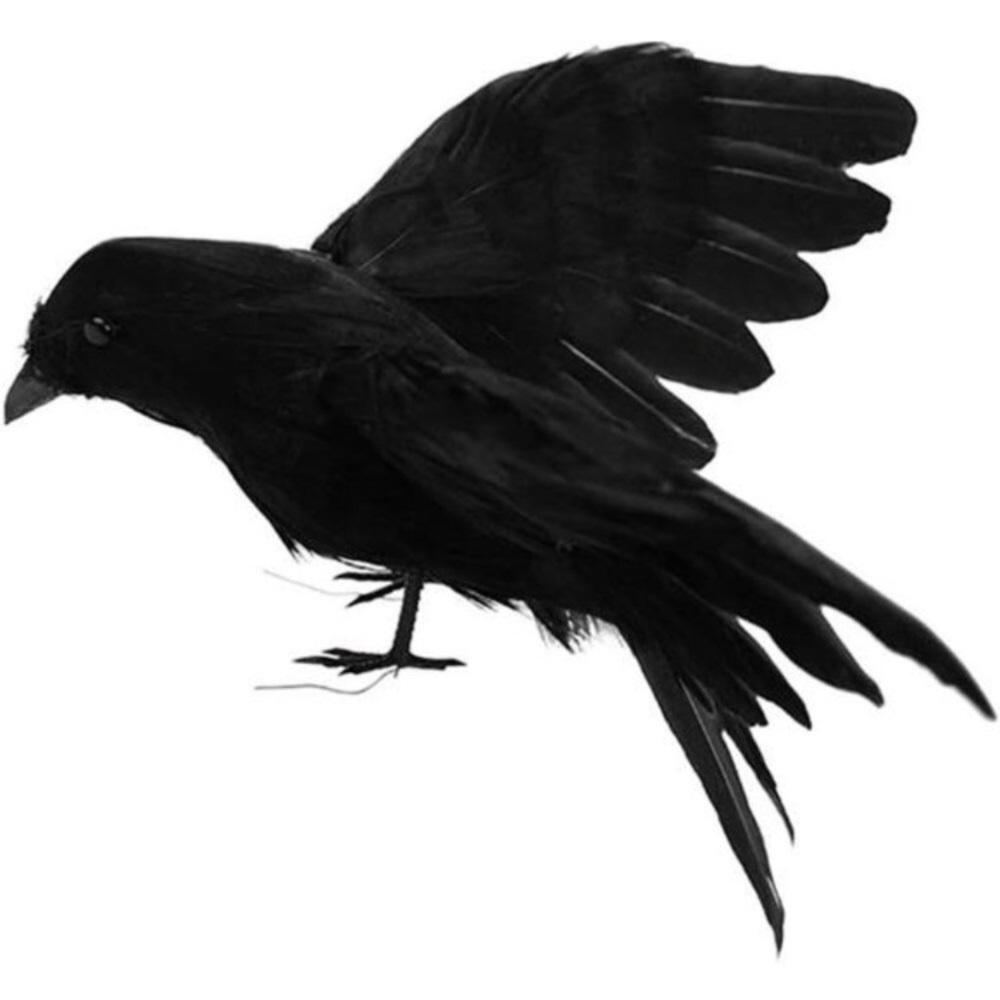 Halloween Handmade Crow Prop Feathered Black Crows Prop - 1pc Flying Crow, 5.9in